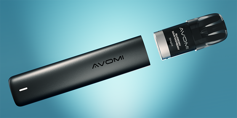 The Avomi Pro prefilled pod kit features a 2ml prefilled pod with 20mg nic salt e-liquid.