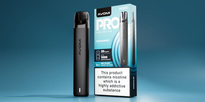The Avomi Pro prefilled device is a compact pod system with a 500mAh battery.