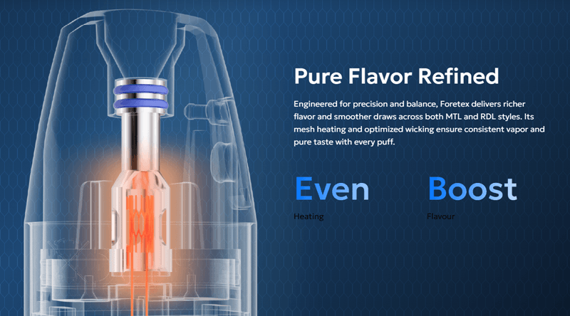 The Innokin Foretex vape pods feature advanced mesh heating technology.