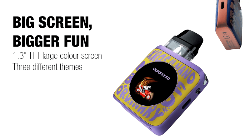 Vaporesso XROS 4 Nano vape pod kit with 1.3 inch TFT colour display and custom screen themes