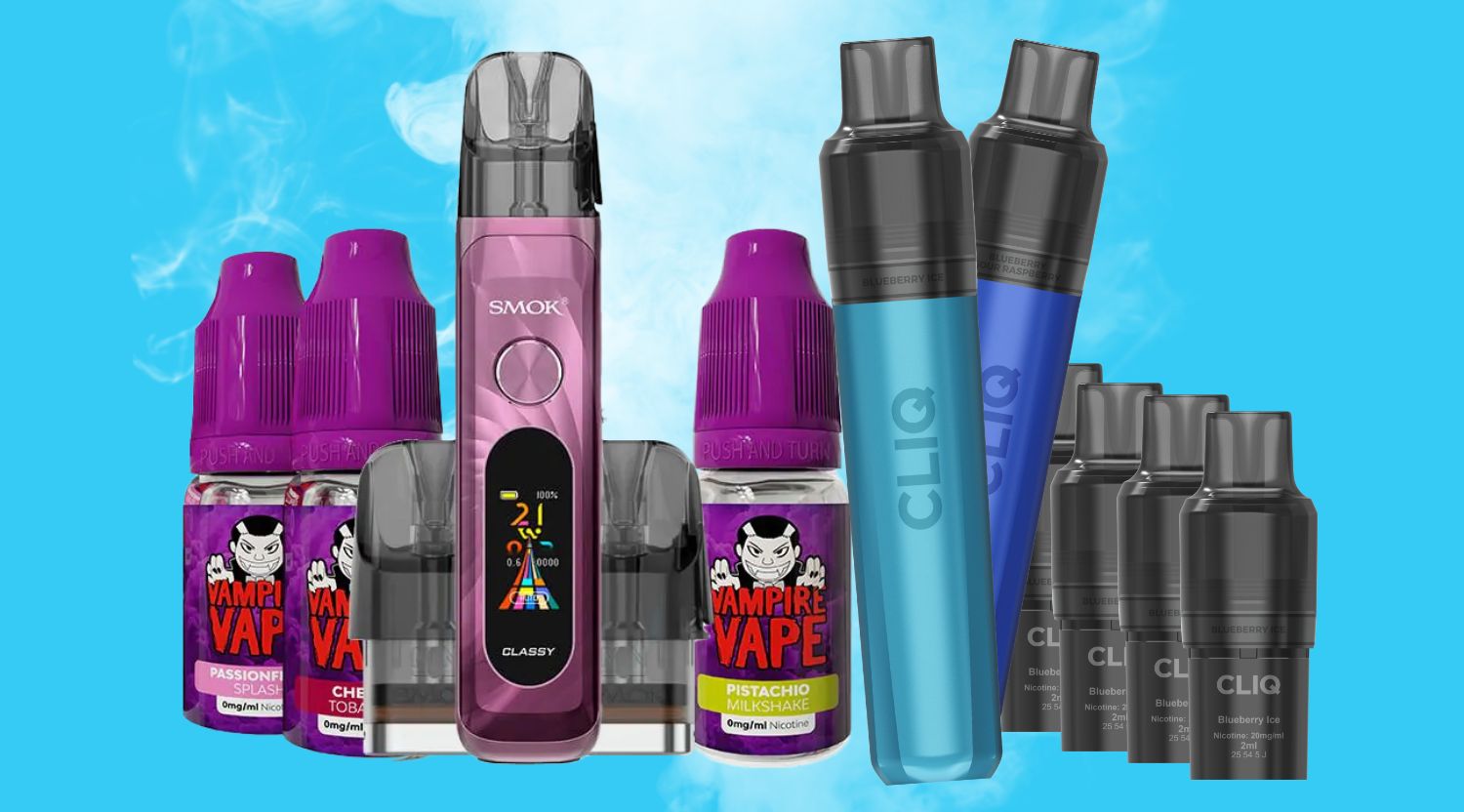 Shop vape kit bundles, including refillable and prefilled products.
