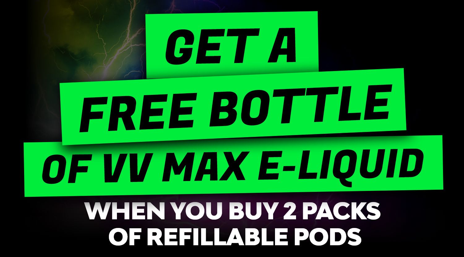Purchase 2 packs of refillable vape pods and get a free Vampire Vape Max nic salt.