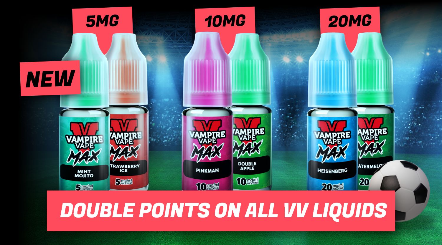 Purchase Vampire Vape Max 10ml nic salt e-liquid - now available in 5mg, 10mg and 20mg.