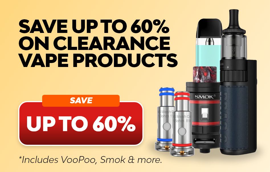 Save up to 60% on vape clearance products, from top vape brands.