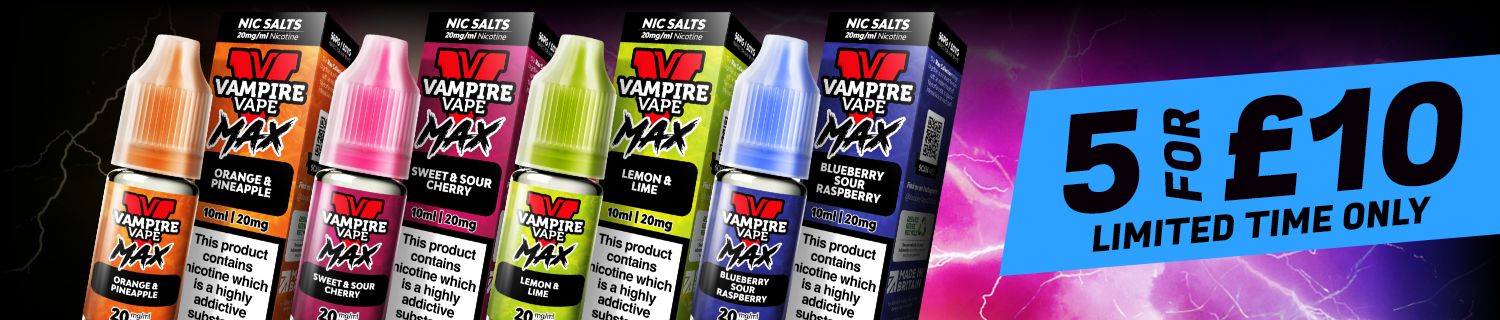 Vampire Vape Max Nic Salts - 20 flavours - 10mg & 20mg.