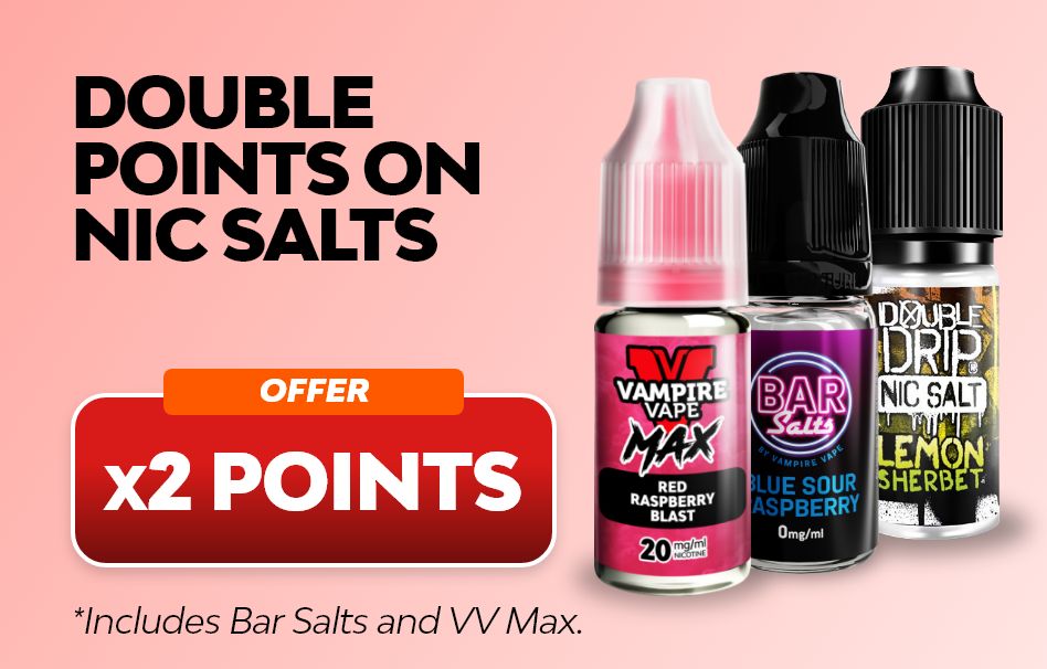 Shop nic salts 10ml e-liquid and earn double reward points.
