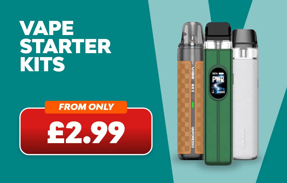 Shop vape starter kits from only £2.99.