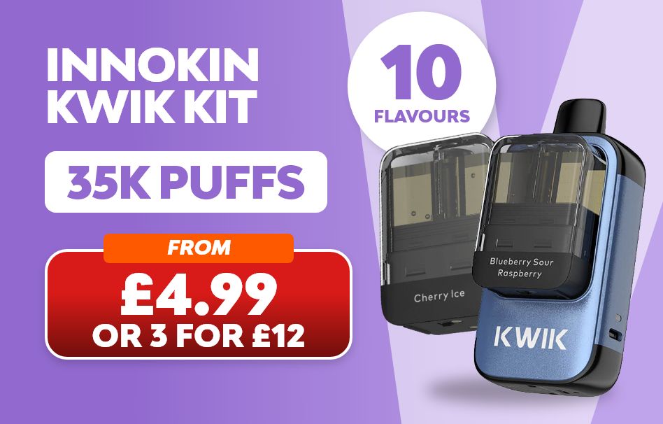 Shop Innokin Kwik kit - from £4.99 or 3 for £12 - 35K puffs.