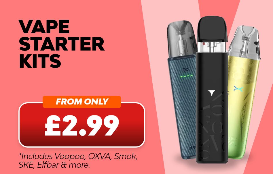 Shop vape starter kits, from only £2.99.