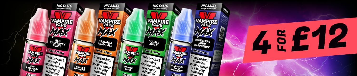Vampire Vape Max Nic Salts - 20 flavours - 10mg & 20mg.