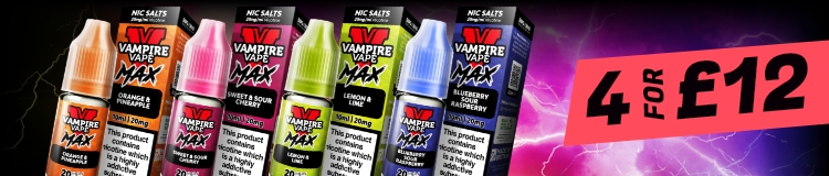 Vampire Vape Max Nic Salts - 20 flavours - 10mg & 20mg.