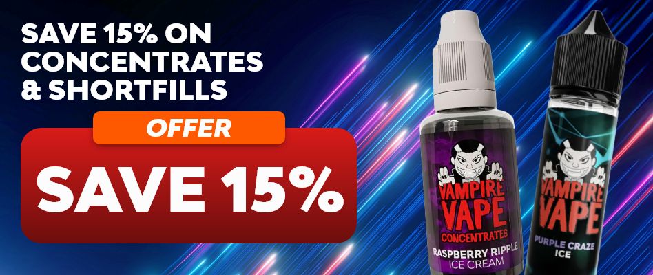 Save 15% on all shortfills and concentrates