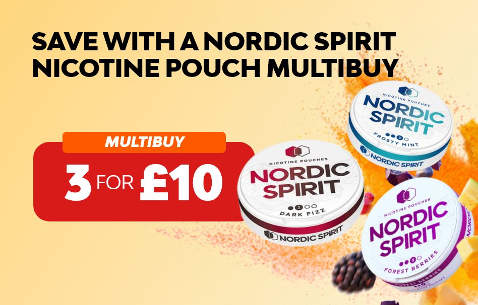 Shop Nordic Spirit nicotine pouch range and get any 3 for only £10.