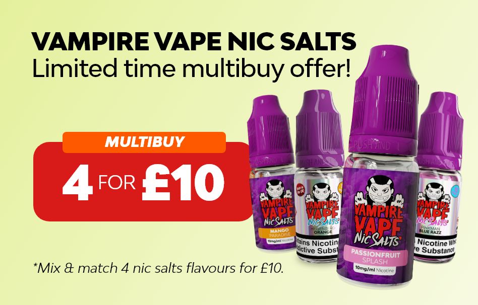 Shop Vampire Vape nic salt vape juice. Mix & match any 4 for only £10.