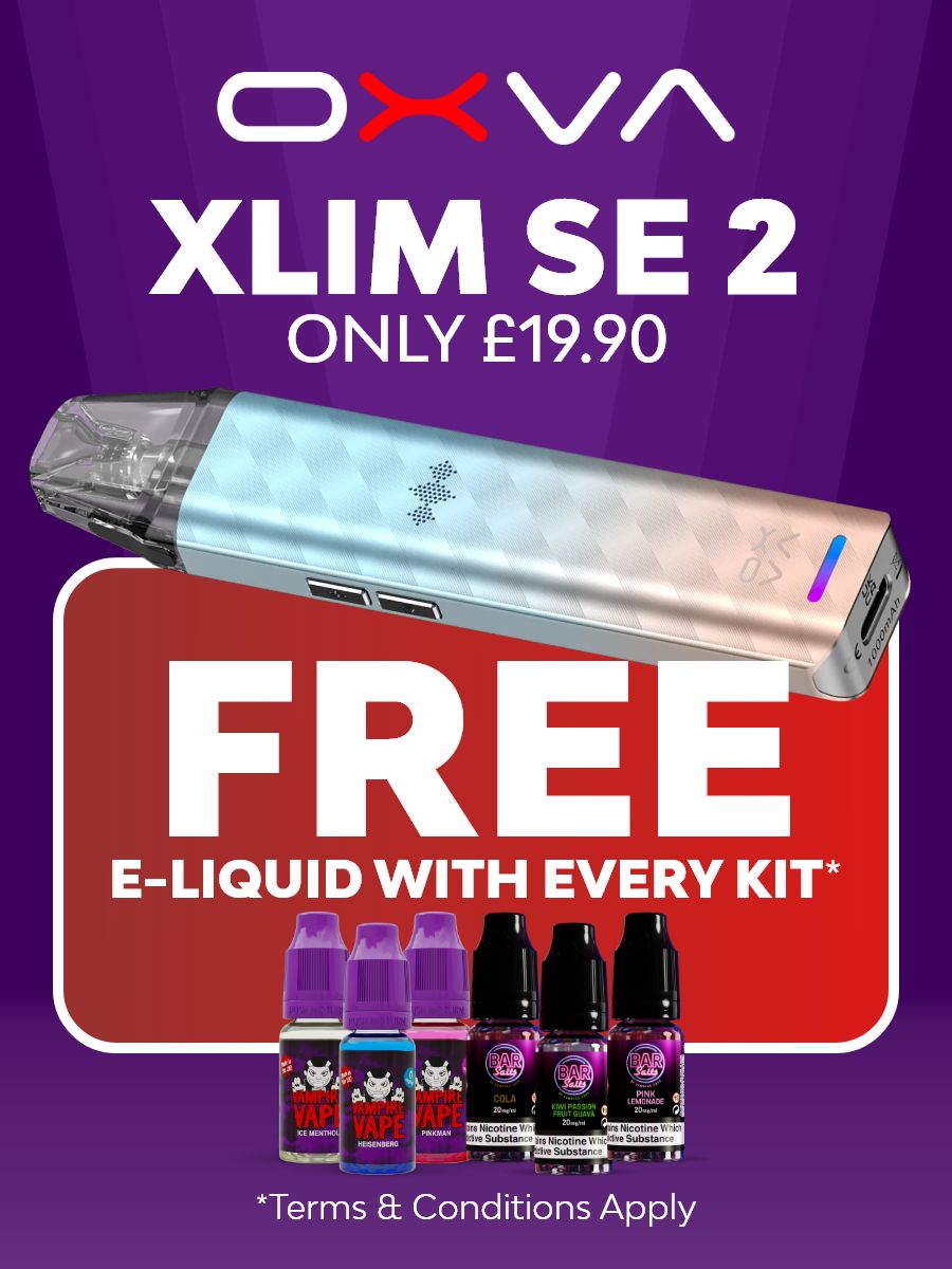 Free e-liquid with any OXVA XLIM SE 2 vape starter kit