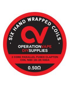 Operation Vape Prebuilt coils - Parallel Fused Clapton Coil NI80 (28+28)/40GA - 0.50 ohm - 6 pieces
