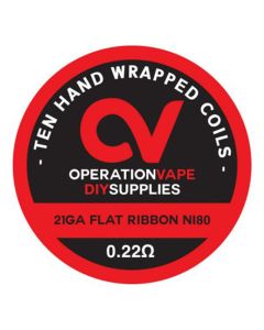 Operation Vape Prebuilt coils - 21GA Flat Ribbon NI80 - 0.22 ohm - 10 pieces