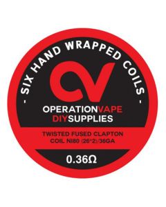 Operation Vape Prebuilt coils - Twisted Fused Clapton Coil NI80 (26*2)/36GA - 0.36 ohm - 6 pieces