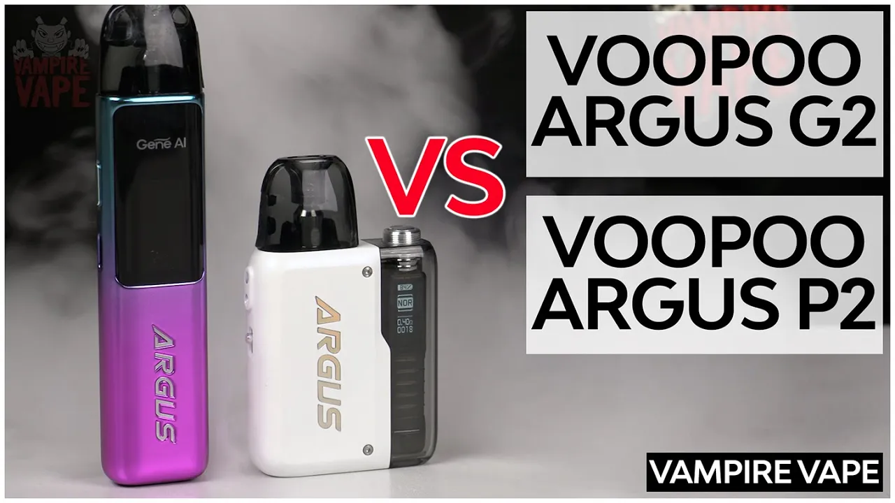 VooPoo Argus G2 vs P2 Kit Comparison. Comparing the two new VooPoo Argus pod systems. Showing which one may be right for you between the square VooPoo Argus P2 and the more pen like VooPoo Argus G2.