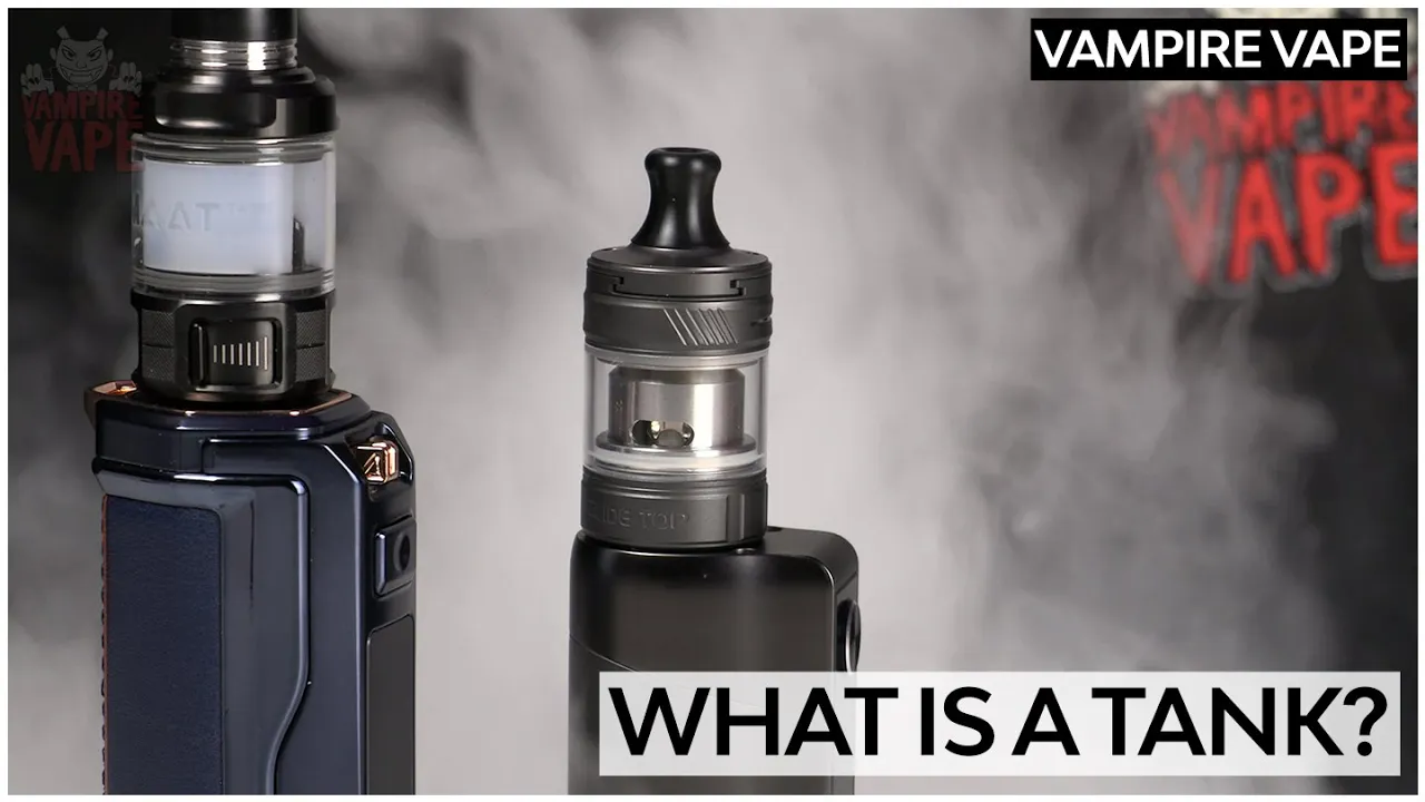 A video from Vampire Vape explaining what a Vape Tank is. It explains that Tanks holds the E-liquid and the coils 